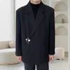 Ternos Masculinos Terno Masculino Casaco Roupas Pin Decoração Anti-rugas Mangas Compridas Lapela Remendo Bolso Solto Gola Entalhe Jaqueta Casamento Noivo