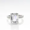 Pierścionki klastrowe Moissanite 8 Emerald Cut 3ex Vvs D Kolorowy pierścionek 925 Sterling Silver Female Fine Jewerly Randki Party Prezent