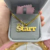 Pendant Necklaces Customised Nameplate Suit Custom Baby Name Necklace Zircon Stainless Steel Cuban Chian BIG Crown Star Charm Bracelet for Kids 230710