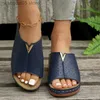 Wedge Women Sandals Sandals Summer 2023 platforma retro pusta na zewnątrz kapcie pu skóra Mujer plażowe klapki klapki plus rozmiar T230711 drzwi