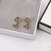 Élégant 18K Plaqué Or Dangle Boucles D'oreilles Designers Lettres Boucle D'oreille Goujon Géométrique Femmes Cristal Strass Perle De Noce Jewerry 20 Style