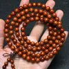 Strand Natural Advanced Small Leaf Red Sandalwood Bracelet For Male And Female Lovers 108 Buddha Beads