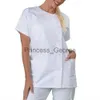 Autres vêtements femmes hommes robe médicale hôpital blouse de laboratoire vêtements de travail hauts uniforme sans col à manches courtes unisexe infirmière médecin tenue venir manteaux x0711