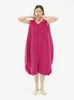 Casual Dresses YUDX Miyake Pleated 2023 Summer Sleeveless Rose Red Long Dress Loose Causal Elegant Women Party Vestido Feminino