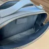 Kameratasche aus Rindsleder, Mini-Herrentaschen, Damen-Crossbody-Schultertaschen, Doppelreißverschluss, Geldbörse, Tragetasche, Henkel, Box-Tasche, Clutch-Taschen, hochwertige gewebte Stickerei, breiter Riemen