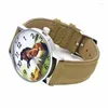 Montres-bracelets Running Mountain Horse Steed Motif Animal Hobby Mode Accessoires Cadeau Hommes Femmes Toile Bande Casual Sport Quartz Poignet