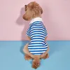 Blusa listrada azul-marinho listrada para roupas de cachorro e gato adorável camisa para uso diário