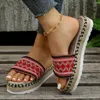 Chinelos Weave Plataforma Feminina Sapatos de Verão Para Mulheres 2023 Praia Casual Sandálias de Salto Boêmio Feminino Feminino Alpargatas