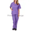 Others Apparel Light Thin Unisex Nursing Scrub Quickdrying Nurse Uniform Solid Color Vneck Work Wear Elasticity Pet Clinic Medical Uniform x0711