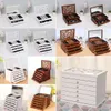 Jewelry Boxes 6 Tier Wooden Box Hollow Mirror Display Ring Storage Multi Purpose Gift Vintage Cabinet Top 230710