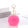 Portachiavi Fluffy Pom Chain 8Cm Soft Faux Rex Rabbit Fur Ball Portachiavi per auto Pompon Holder Ring Women Bag Pendant Jewelry Drop Delivery Dhqbn