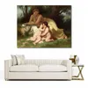 Płótno portretowe młoda kobieta kontemplując dzieci William Adolphe Bouguereau malarstwo Handmade klasyczna grafika Loft Decor