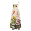 Casual Dresses Print Holiday Women Beach Dress Animal Spaghetti Stems High midje Summer Female Colorful Sleeveless Robe