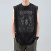 Camisetas sin mangas para hombre, ropa informal estilo Hip Hop, Top lavado a la moda, gráfico de Anime Harajuku, ropa informal de algodón para verano, camisetas sin mangas para gimnasio