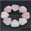 Pierre Naturelle Coeur 25Mm 30Mm Rose Quartz Yoga Méditation Énergie Perle Pour Chakra Guérison Décoration Drop Delivery Bijoux Dhhnc