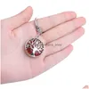 Porte-clés Pierre Naturelle Quartz Rose Opale Aventurine Gemme Arbre De Vie Anneau Porte-clés Guérison Améthyste Cristal Chaîne Bijoux Drop Delive Dhzmx