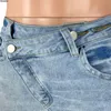 Dżinsy damskie damskie obcisłe rozciągliwe zgrywanie chłopaka wysokiej talii zniszczone spodnie dżinsowe lato Y2K Streetwear przycisk Skew Penil 3XL