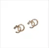 Beroemde ontwerper oorbel merk brief oorsteker vrouwen vierkante zirkoon oorbellen voor bruiloft cadeau sieraden accessoires hoge kwaliteit 20 stijl