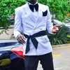 Herrenanzüge Zweireiher Hochzeit Für Männer Mit Gürtel Afrikanische Mode Bräutigam Smoking Benutzerdefinierte 2 Stücke Männliche Blazer Hosen