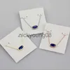 Pendant Necklaces Pendant Necklaces Necklace Blue Stone Real 18K Gold Plated Dangles Glitter Jewelries Letter Gift With free dust bag x0711