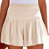 Femme Short Baggy Doux Mélange de Coton dames Pantalons Courts Eté Taille élastique Décontracté Droit Quotidien Loisirs