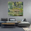 Ręcznie robione obrazy na płótnie Claude Monet staw z lilią wodną z japońskim mostem obraz olejny do wystroju sypialni