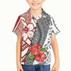 Fritidsskjortor för män Polynesian Tribal Pohnpei Totem Tatueringstryck Barn Pojke Barn Sommar Hawaiiskjorta Oversized kortärmad karaktär