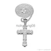 Collares pendientes Retro Gold Cross Charm Pendant Full Ice Out CZ Diamantes simulados Católico Crucifijo Collar colgante con larga cadena cubana x0711