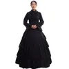 Retro Women Gothic Medieval Flounces Reenactment Costume Dress Vintage Victorian Carnival Party Black Ball Gown Dress262T