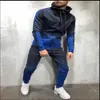 Tute da uomo Tuta Set Uomo Tuta da jogging Casual Colorblock Stripe Tute da ginnastica Grigio Abbigliamento da palestra Primavera Autunno Set da uomo Abbigliamento sportivo BRDH