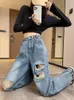 Damenjeans Beggar Knee Big Hole Ripped Distressed Für Frauen Hohe Taille Jean Destroyed Denims Hosen Frau Broken Denim Pants A206