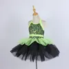 Stage Wear Women Girl Green Shiny Sequin Dance Leotard Ballet Tutu Dress Unitard Lovely Mesh Performance Costume
