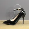 Klänning Skor Aphixta 7cm 10cm 12cm Klackar Spänne Dam spetsad tå Pumps Lackläder Stiletto Office Pump Super Big Size 3350 230710