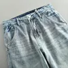 Jeans för män Ljusblå för män Fritidskläder Raka denim Roll Up byxor Tvättade Distressed avsmalnande kläder sommar tunna byxor