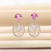 2023 New Fashion Zircone colorato Rosa Orecchini pendenti Marchio europeo Micro Set Zircone placcato oro 18 carati Orecchini fiore Donna affascinante Orecchini in argento s925 Gioielli