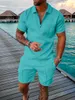 Męskie dresy ZOGAA dres męski Casual koszulka Polo z krótkim rękawem i zamkiem błyskawicznym zestaw szortów na Streetwear 2-częściowy garnitur lato 230710