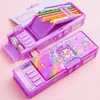 Pencil Bags Mechanical deformation combination lock stationery box girl cute pencil case school student Cartoon plastic pen 230707