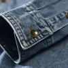 Мужские повседневные рубашки Z723 Джинсовая рубашка с длинным рукавом весенняя падение карман карман с твердым цветом винтажные лоскутные грузовые блузки подростки свободно ежедневно