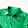 Women's Blouses Shirts Satin Elegant Women Shirt Green Button Up Lapel Loose Office Ladies Shirts Top Spring Summer Long Sleeve Blouse Tops 230710