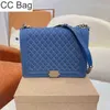 CC Sac Shopping Sacs 2022ss Garçons Flap Denim Toile Argent Matériel Chaîne Classique Matelassé Plaid Bandoulière Épaule Designer De Luxe Dames Lar