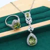 Wedding Jewelry Sets comer 925 Female Bride Silver Jewelry Set Olive Green Zircon Bracelet Earrings Necklace Pendant Halloween Gift 230711