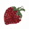 10 stks/partij Crystal Rode Aardbei Hanger Strass Fruit Vorm Hanger Voor Ketting