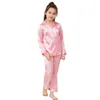 Pyjama's Groothandel Pyjama's Little Kids Meisjes Jongens Satijn Lange mouw Button-Down Pyjama Set Nachtkleding Loungewear L313 230710