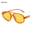 Lunettes de soleil rétro Double pont femmes mode Simple léopard dégradé nuances UV400 hommes marque concepteur tendance lunettes de soleil