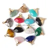 Charms Natural Picture Map Pink Quartz Tiger Eye Stone Sector Sector Sector Sector Charm для ювелирных изделий изготовления серьги с капля