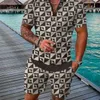 Plus Size Mens Designer Tracksuits Two Piece Set 2023 Summer Printed Outfits Short Sleeve Polo T-Shirt and Shorts Sports Suit 5xl