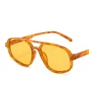 Lunettes de soleil rétro Double pont femmes mode Simple léopard dégradé nuances UV400 hommes marque concepteur tendance lunettes de soleil