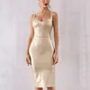 Повседневные платья Элегантные летние женщины Bodycon Gold Starting Steem Steam Steam Evening Club Bangage Dress vestido H7066