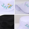 Kapelusze ze skąpym rondem NUZADA kobiety wiadro letni kapelusz rybaka dla kobiety bawełna oddychający odcień czapki składane białe małe kwiaty czapka Panama 230710