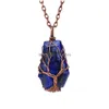 Pendentif Colliers Fil Enroulé Cercueil Fortune Arbre De Vie Collier Pierre Naturelle Quartz Rose Cristal De Guérison Oeil De Tigre Améthyste Wom Dhnkw